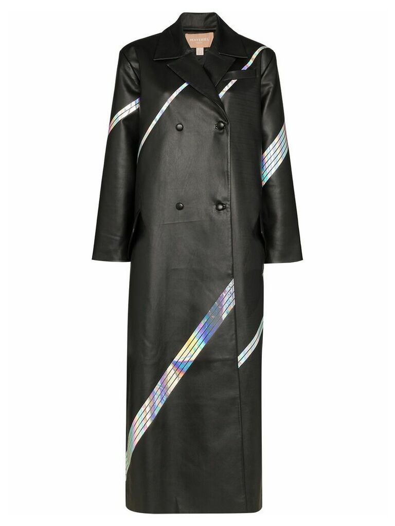 Materiel boxy fit holographic stripe coat - Black