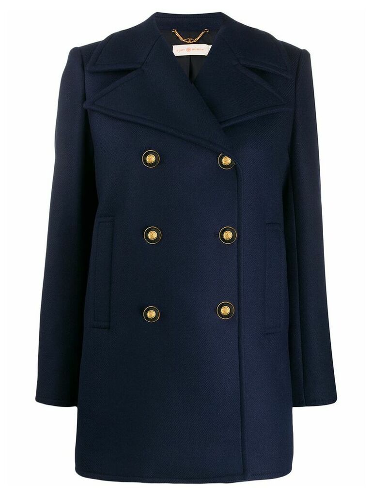 Tory Burch double-breasted peacoat - Blue