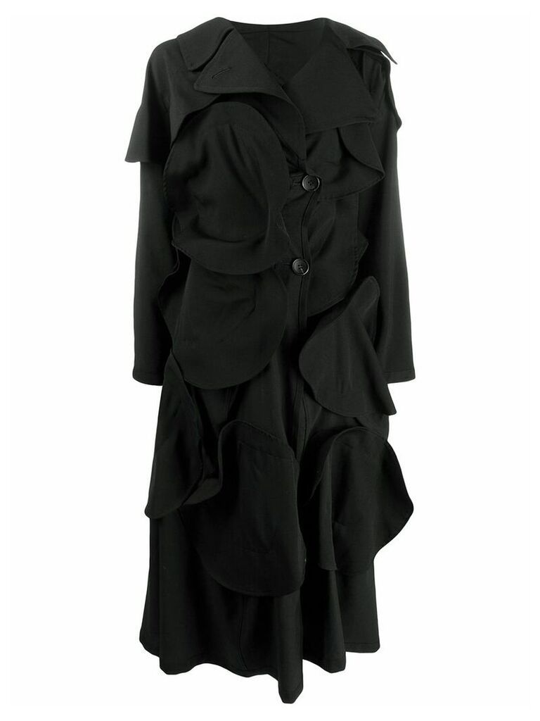 Yohji Yamamoto asymmetric textured coat - Black