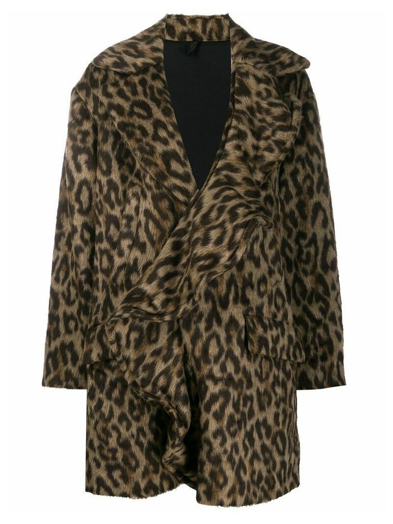 UNRAVEL PROJECT leopard print ruffled coat - Brown