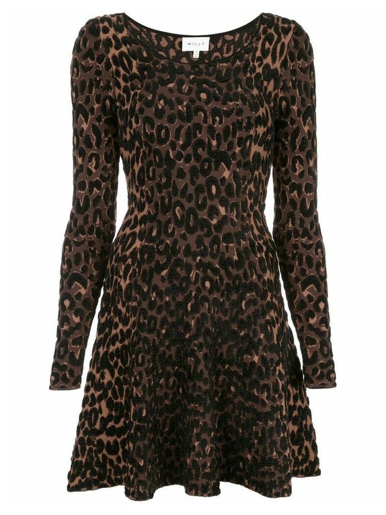 Milly leopard print skater dress - Brown