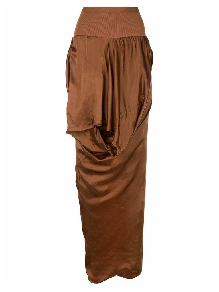 Rick Owens draped asymmetric skirt - Brown