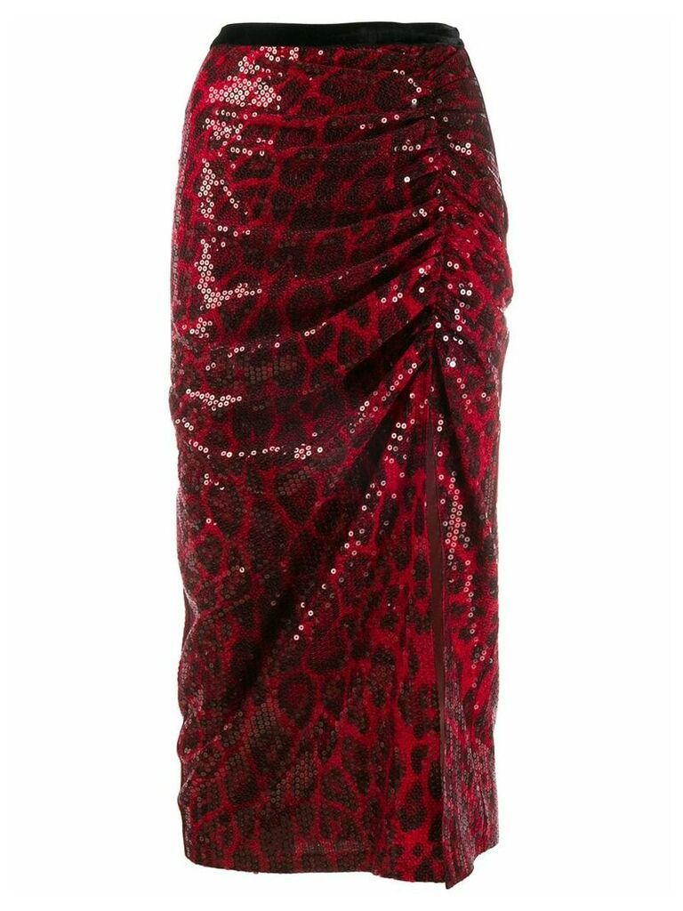 In The Mood For Love Ada sequin-embellished midi skirt - Red