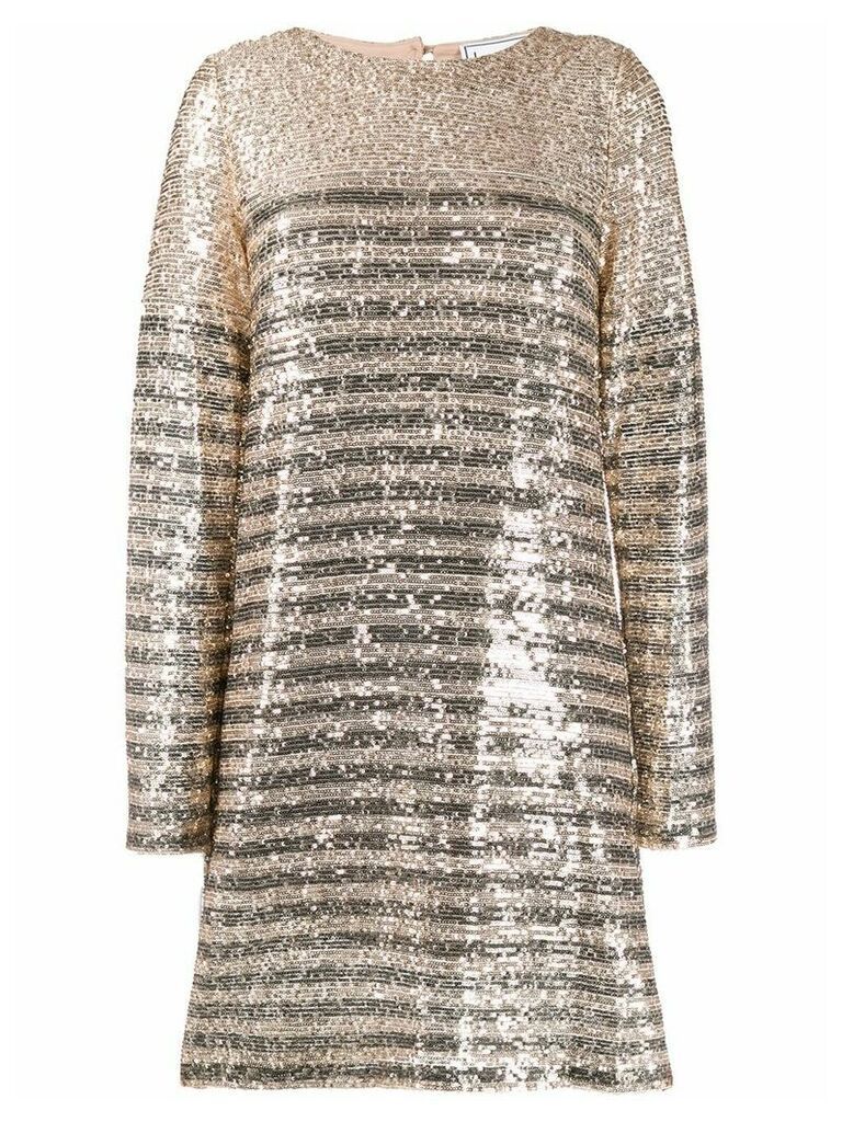 In The Mood For Love Millie striped sequin-embellished dress - GOLD
