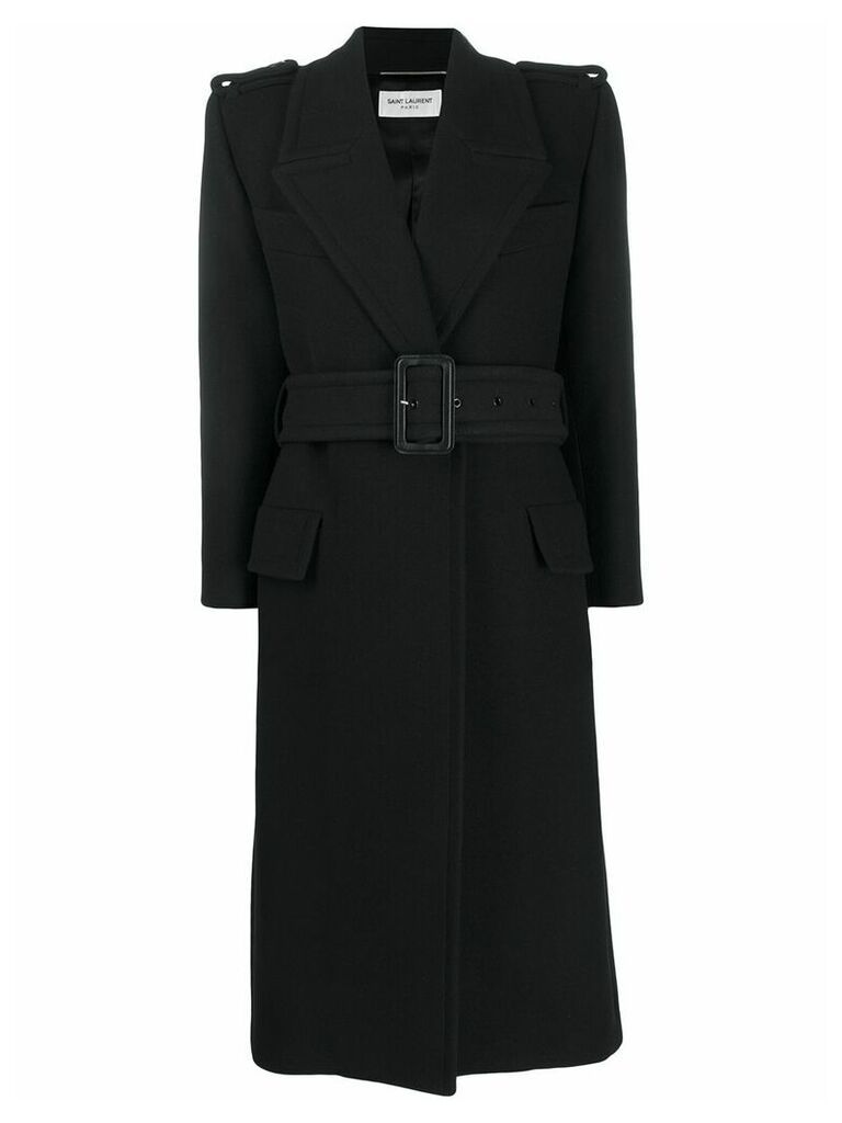 Saint Laurent oversized belted coat - Black