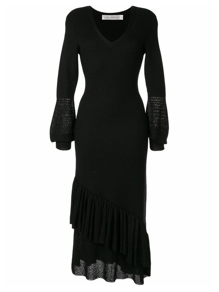 Victoria Beckham V-neck ruffle dress - Black