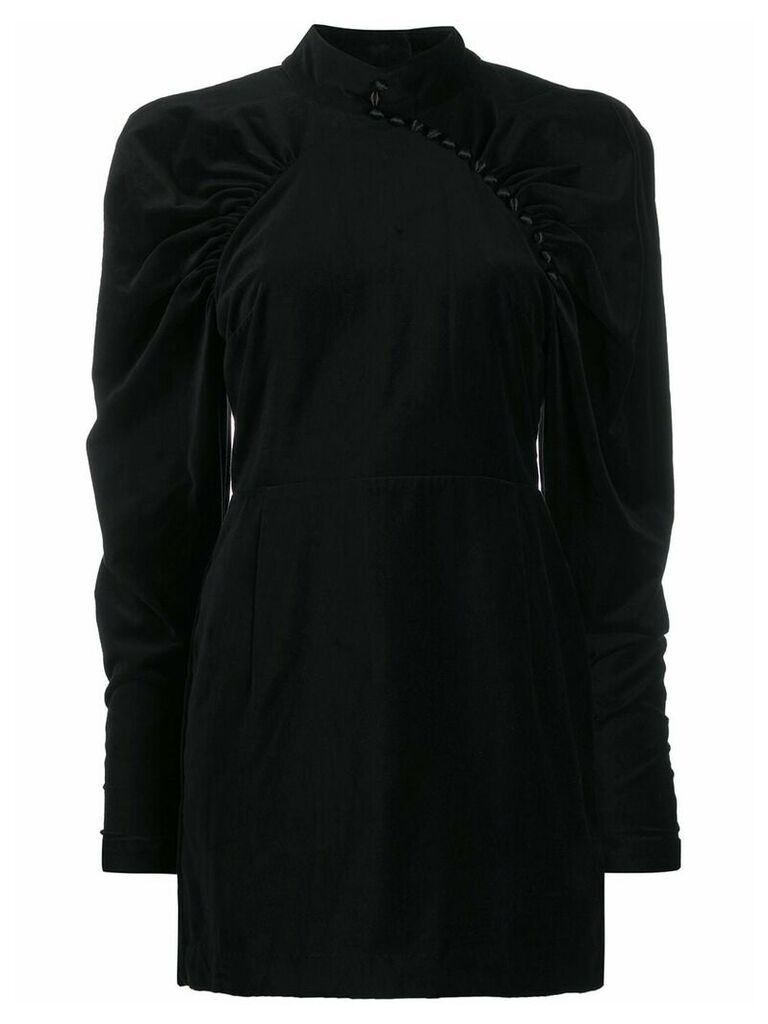 ROTATE puff sleeve velvet dress - Black