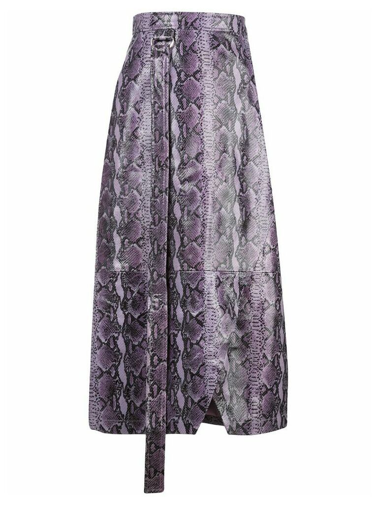Sally Lapointe snakeskin-print high-waisted skirt - PURPLE