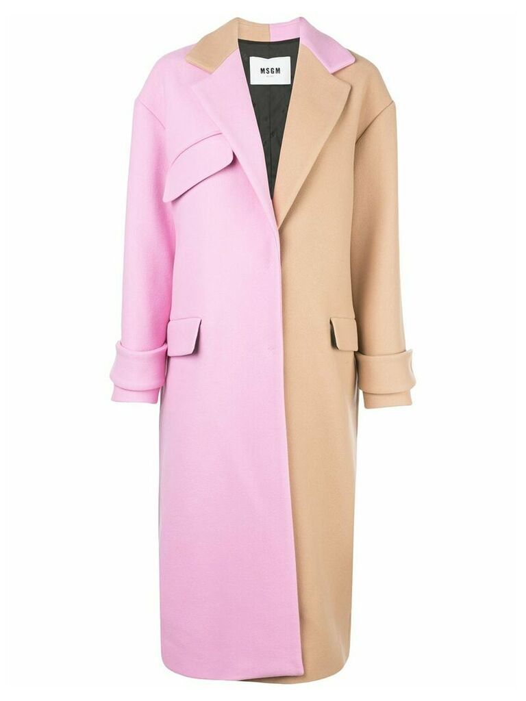 MSGM oversized bi-colour coat - PINK