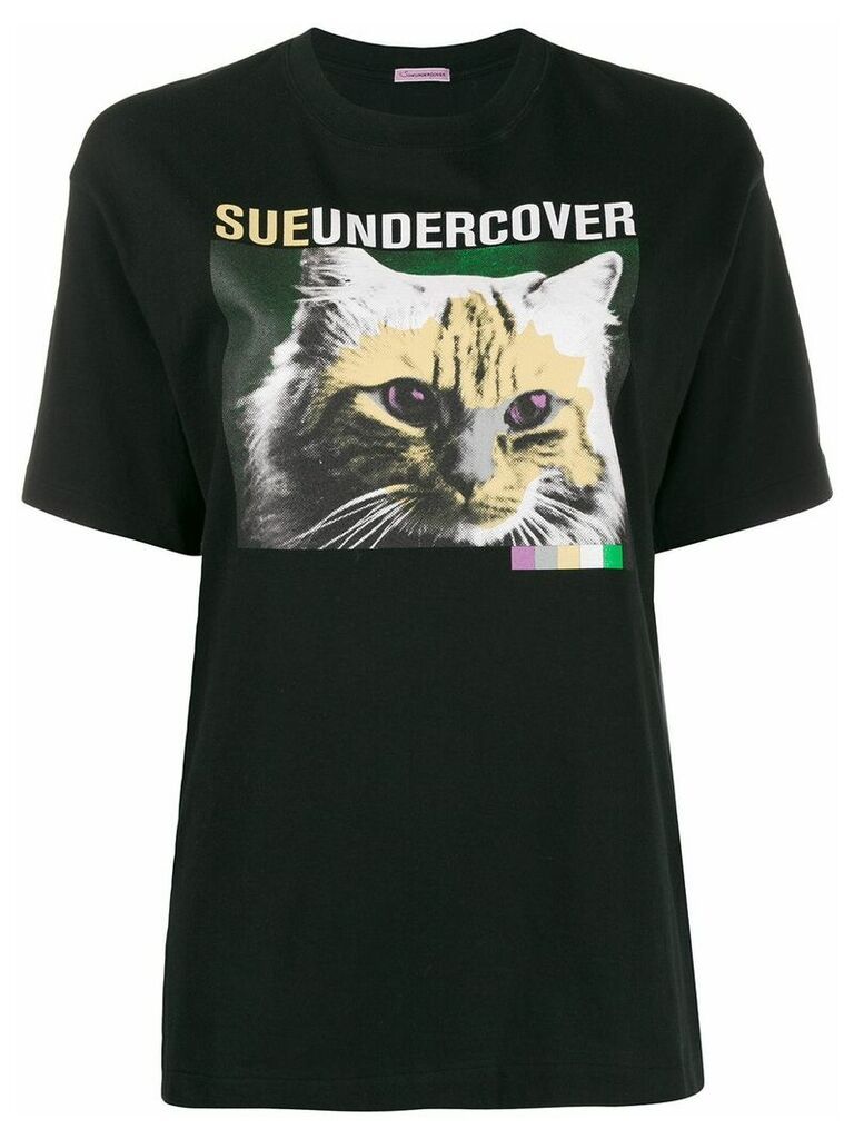Sueundercover cat print T-shirt - Black