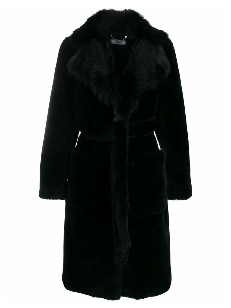 Desa 1972 oversized collar fur coat - Black