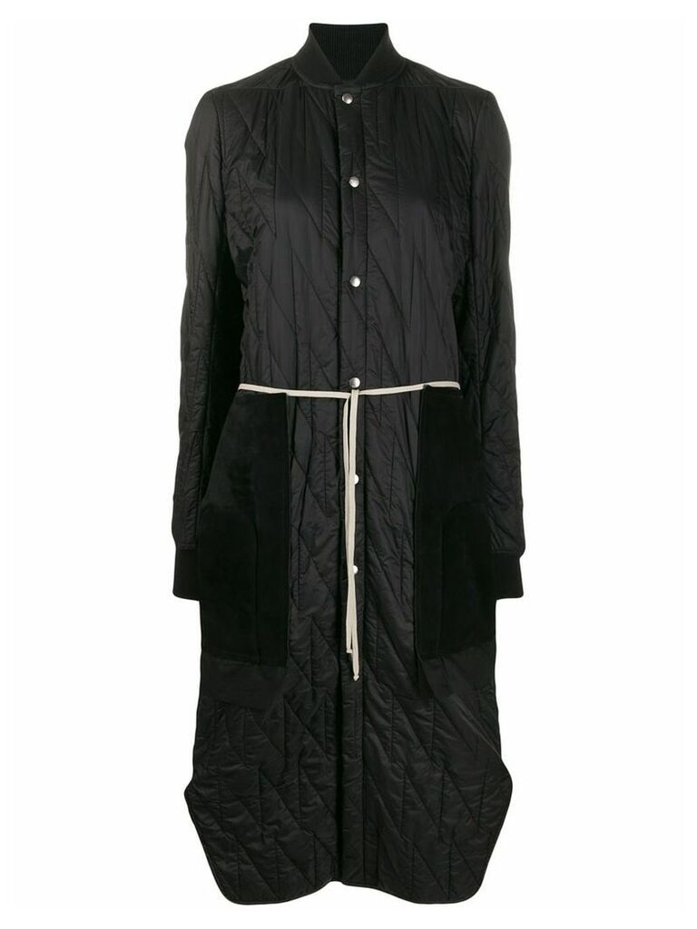 Rick Owens long quilted coat - Black