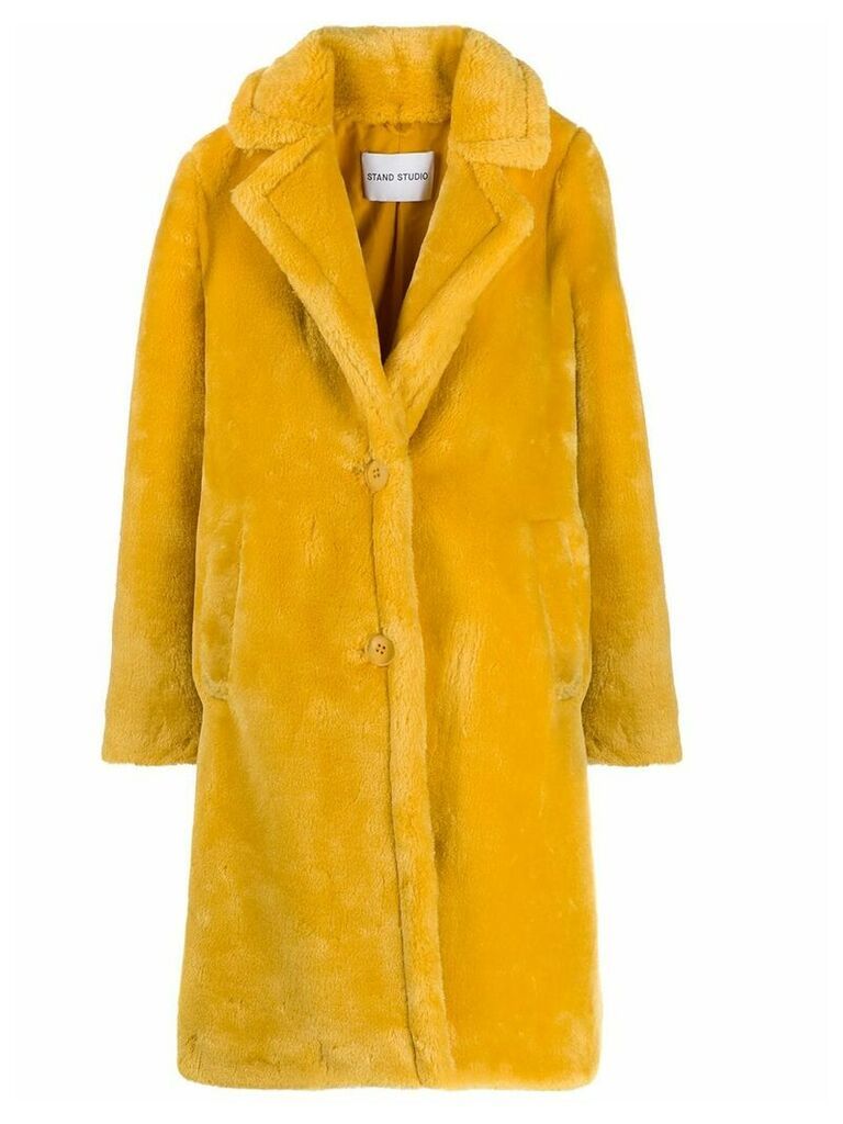 Stand Studio faux-shearling single-breasted coat - Yellow