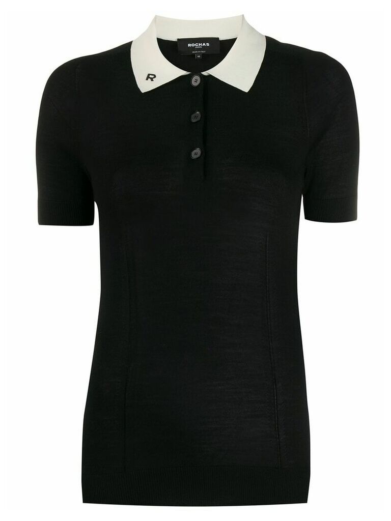 Rochas knitted polo top - Black