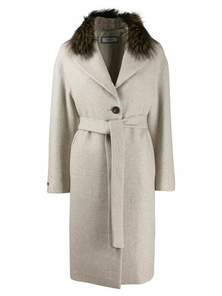 Peserico belted single-breasted coat - NEUTRALS