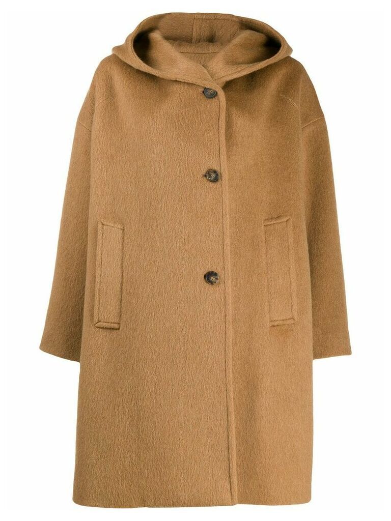 Alberto Biani hooded single-breasted coat - Brown