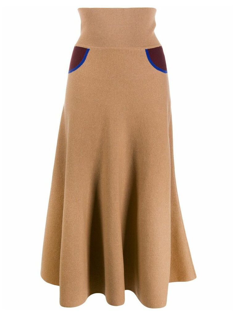 Loewe contrast details long knitted skirt - NEUTRALS