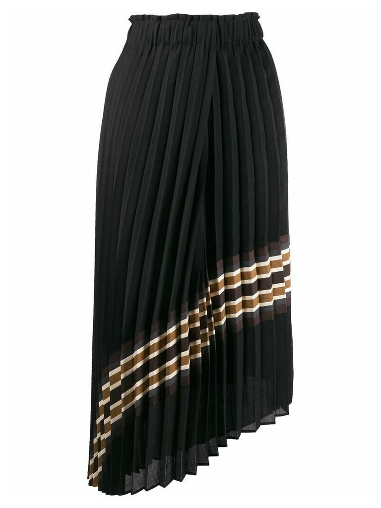 Brunello Cucinelli asymmetric pleated skirt - Black