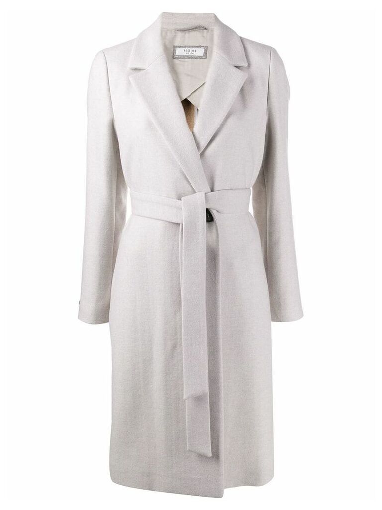 Peserico belted single-breasted coat - Grey