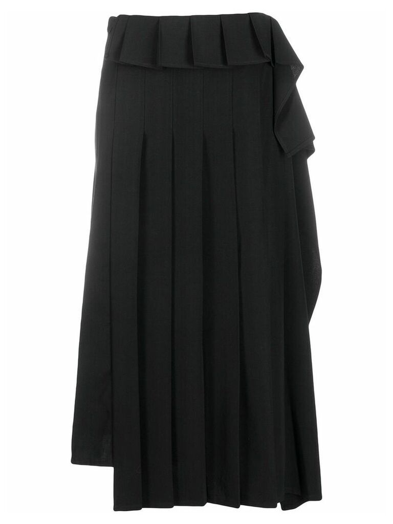 Yohji Yamamoto asymmetric pleated skirt - Black