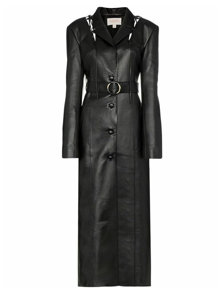 Matériel belted tie detail maxi coat - Black