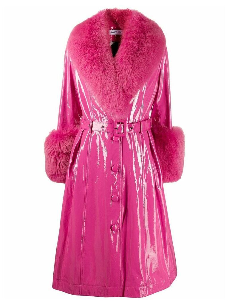 Saks Potts belted leather midi coat - Pink