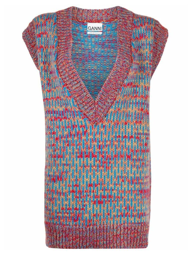 GANNI v-neck knitted vest - Blue