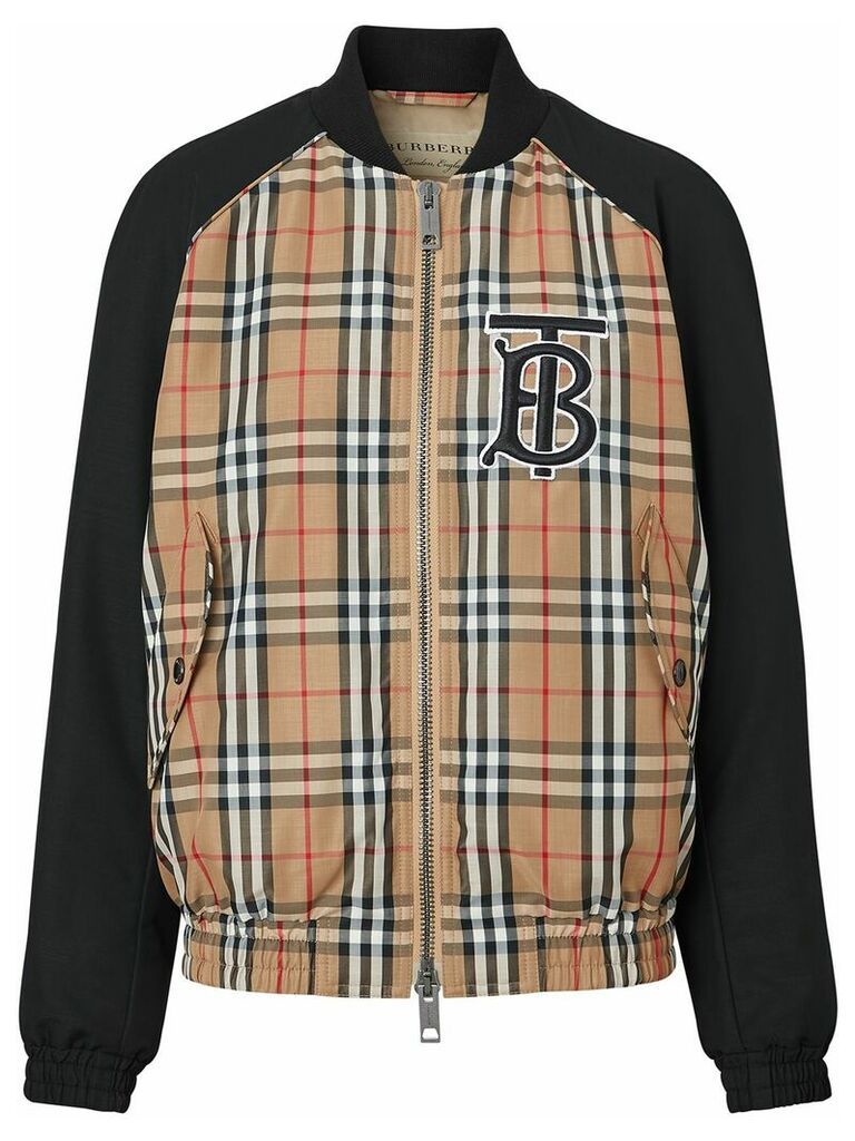 Burberry monogram motif vintage check bomber jacket - Black