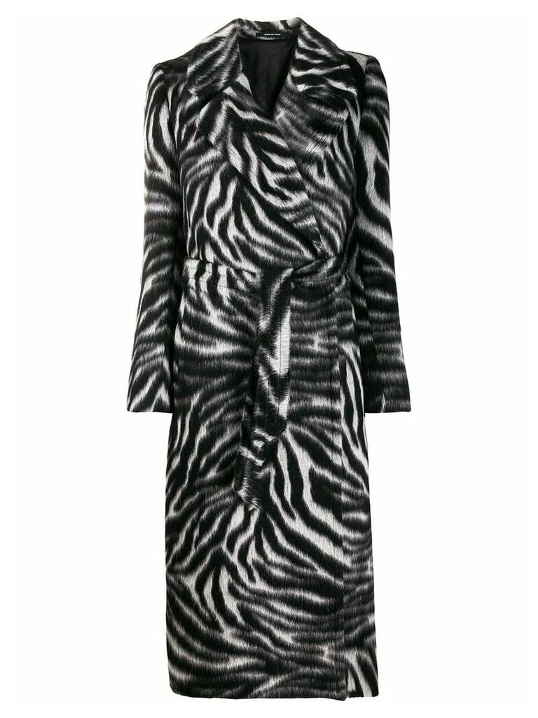 Tagliatore zebra-print belted coat - Grey