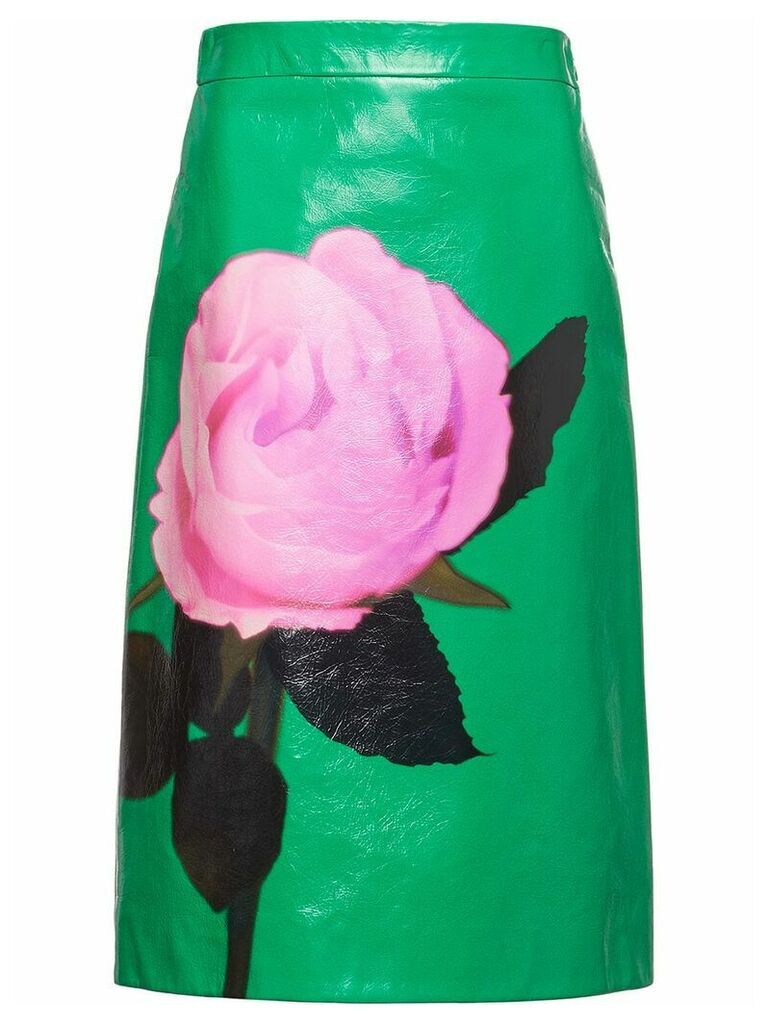 Prada rose print midi skirt - Green