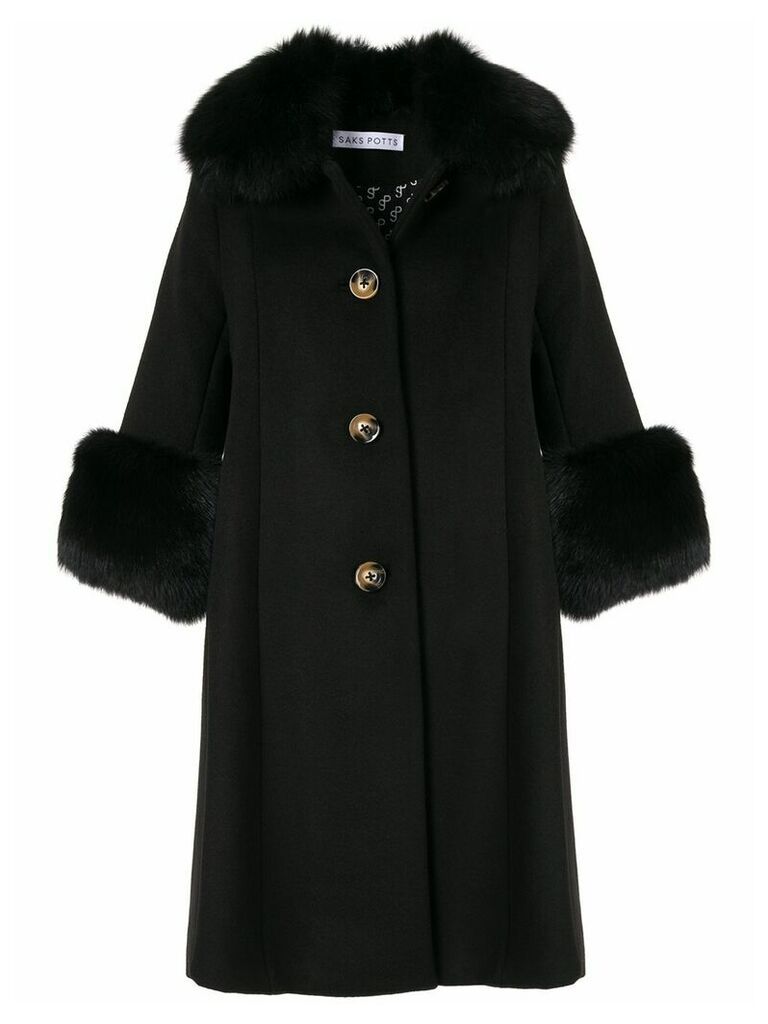 Saks Potts single-breasted wool coat - Black