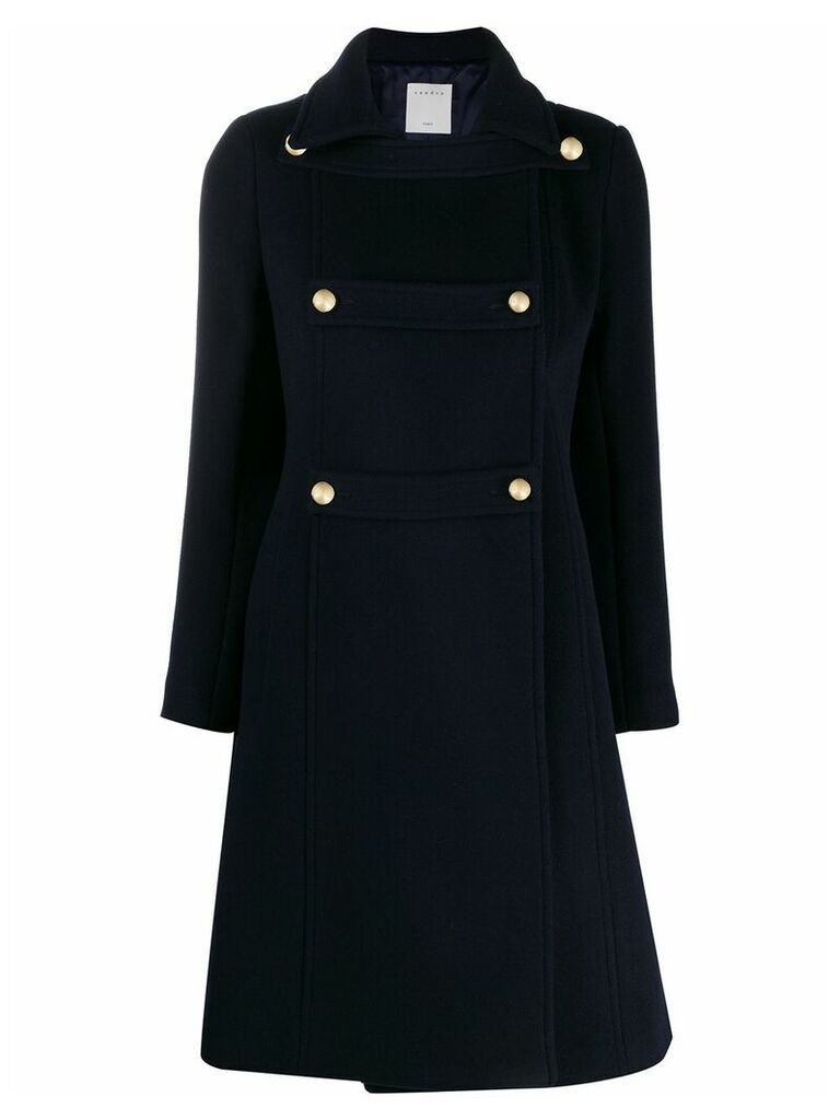 Sandro Paris double-breasted military coat - Blue