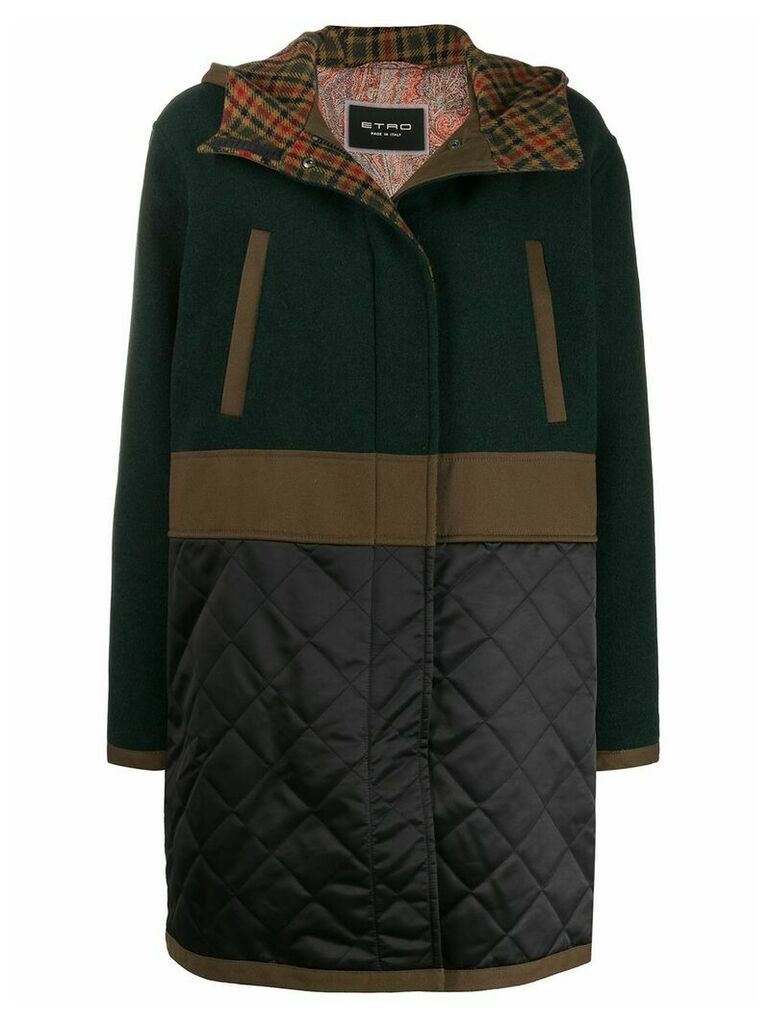 Etro contrast panel hooded parka - Green