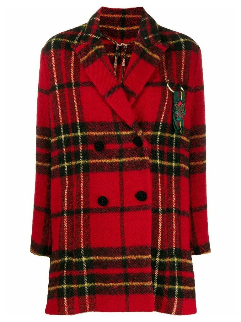 Etro checked double-breasted coat - Red