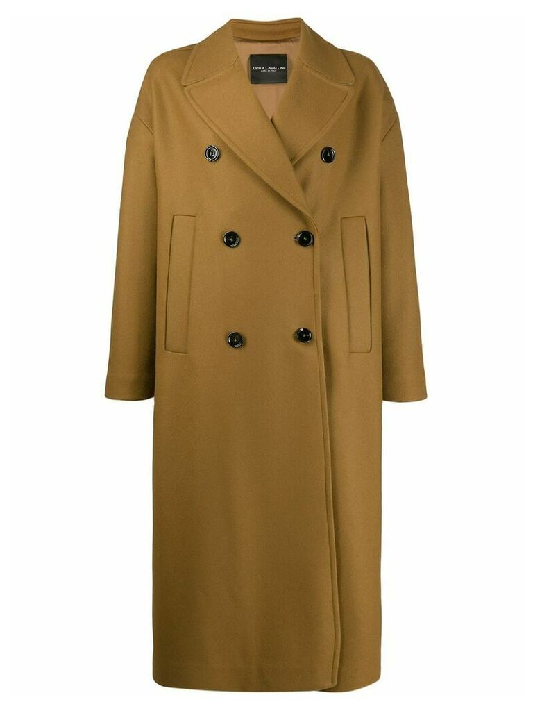 Erika Cavallini long double buttoned coat - Brown