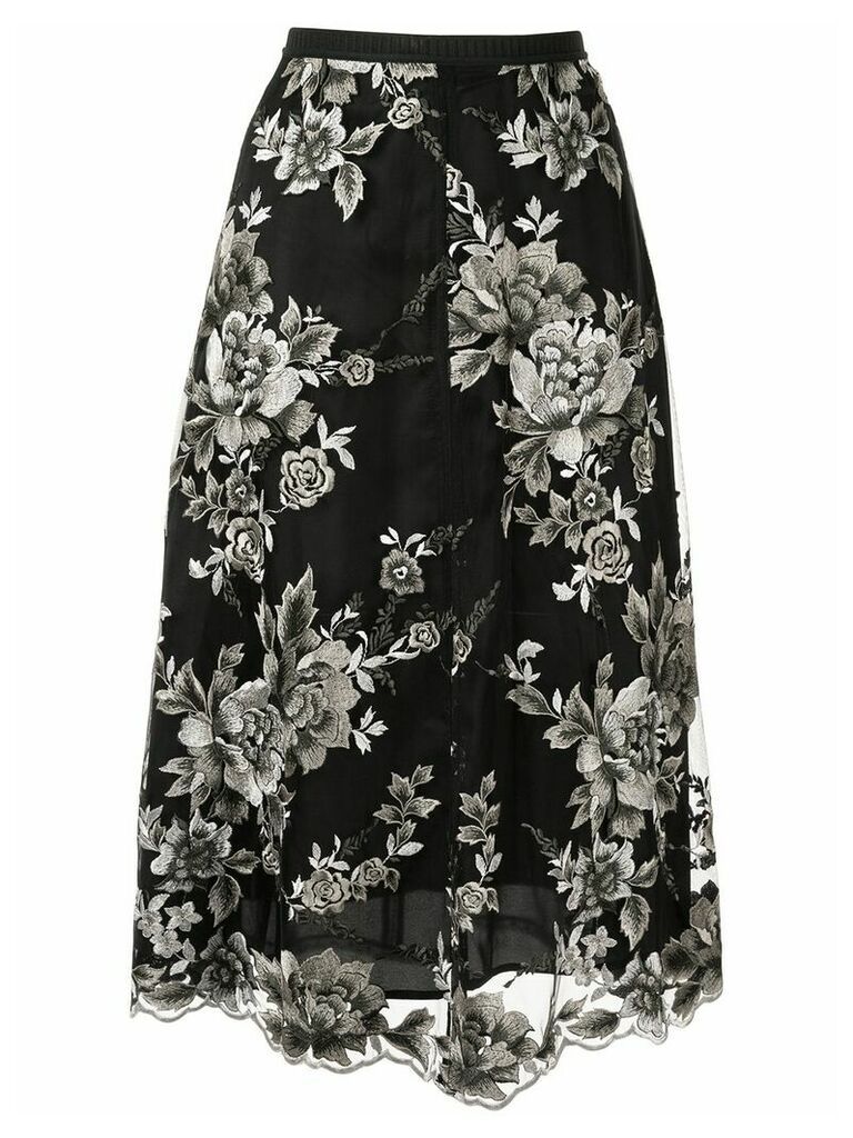 Antonio Marras floral-embroidered skirt - Black