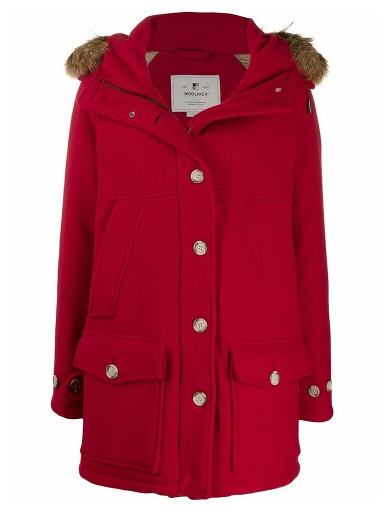 Woolrich short hooded coat - Red