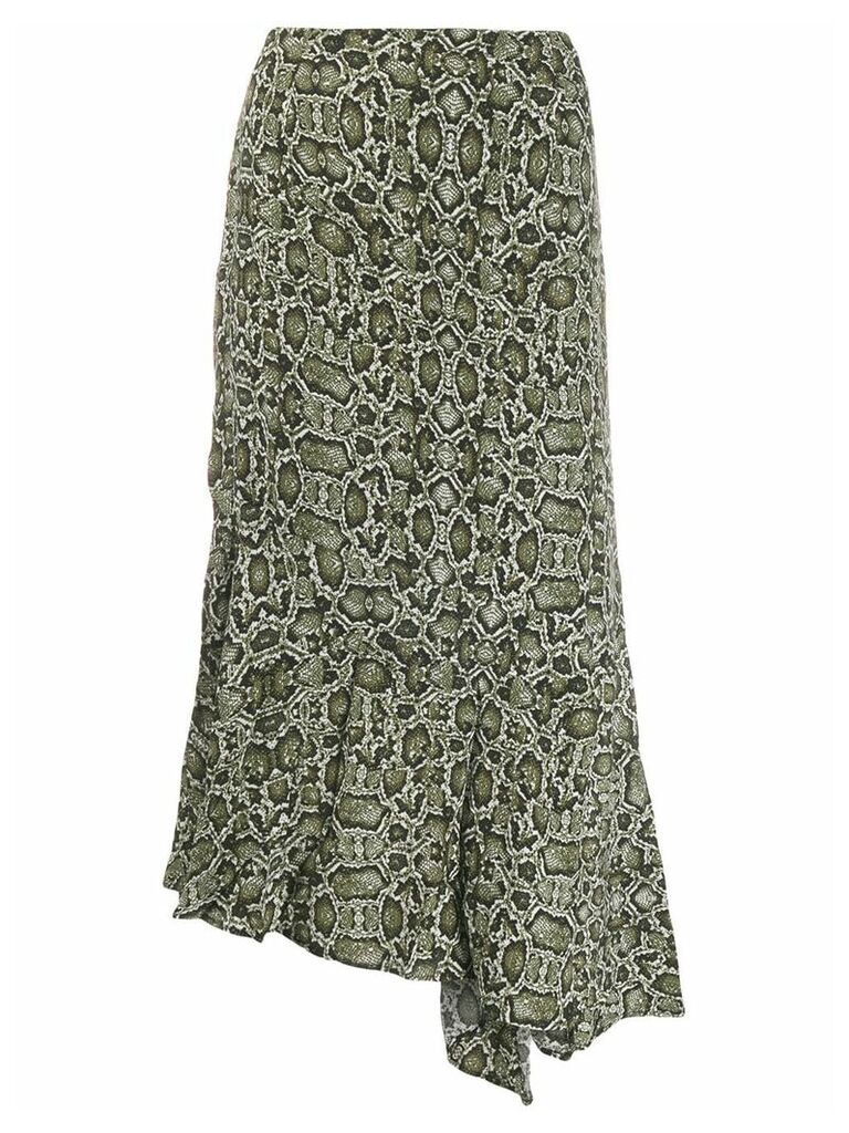 Essentiel Antwerp snakeskin print asymmetric skirt - Green