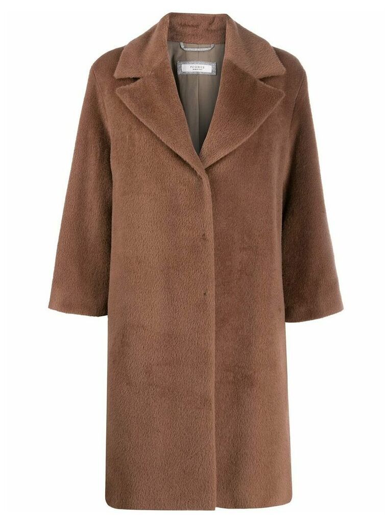 Peserico concealed front coat - Brown