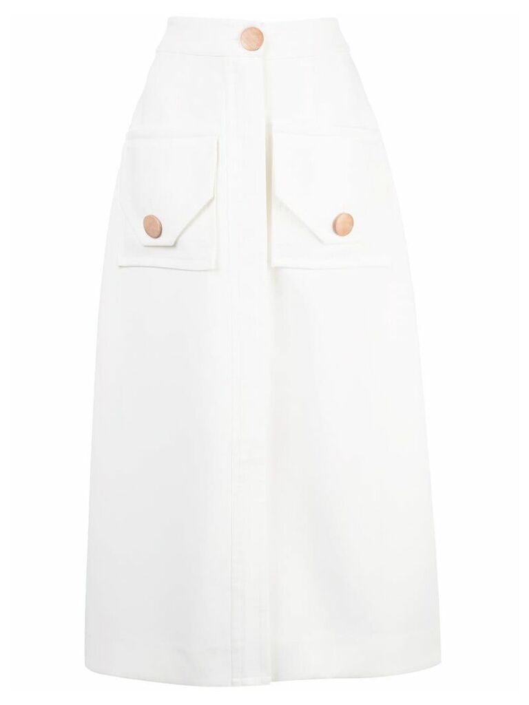 Nicholas button detail skirt - White