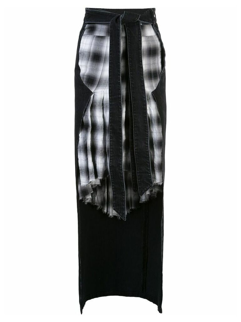 UNRAVEL PROJECT reconstructed denim belted skirt - Black