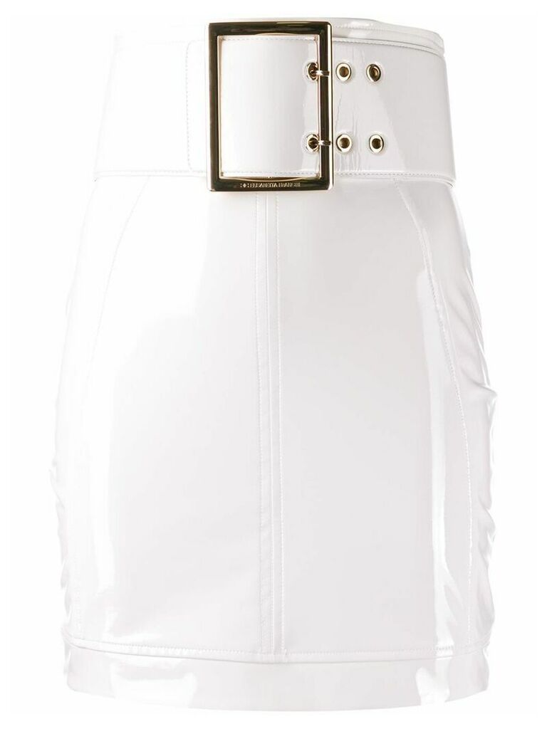 Elisabetta Franchi oversized belt high-waisted skirt - White