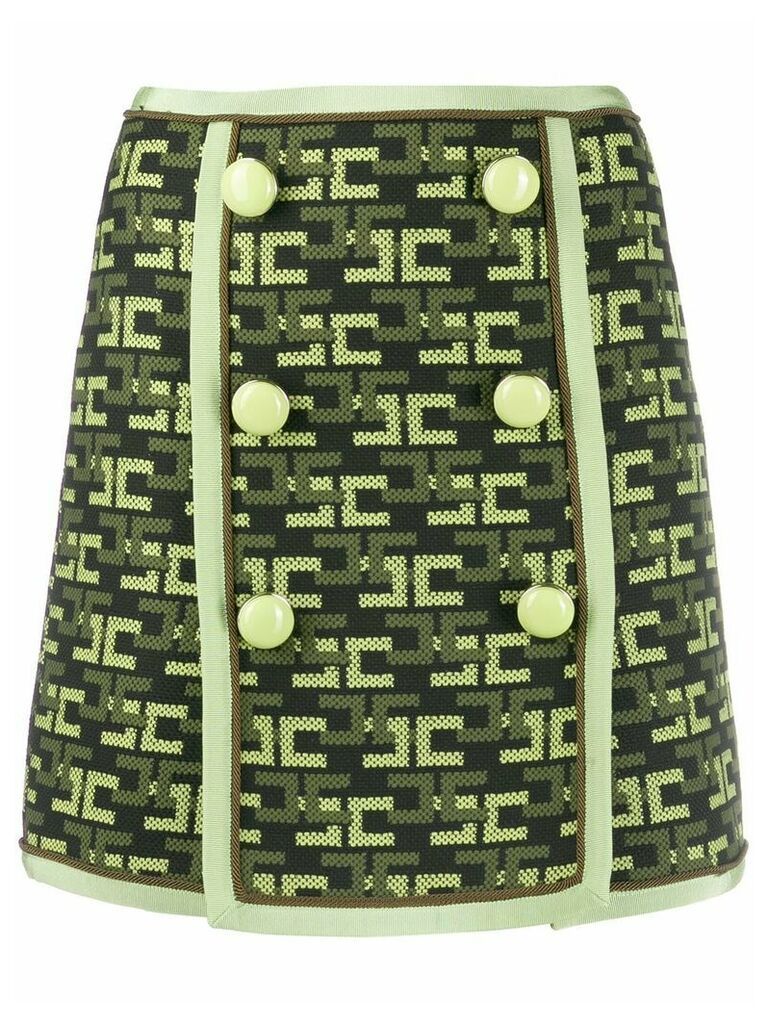 Elisabetta Franchi buttoned logo-pattern skirt - Black