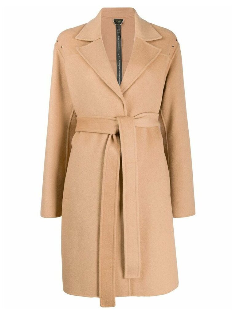 LIU JO stud-embellished belted coat - Neutrals