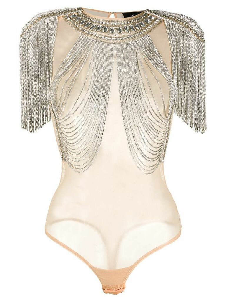 Elisabetta Franchi embellished bodysuit - NEUTRALS