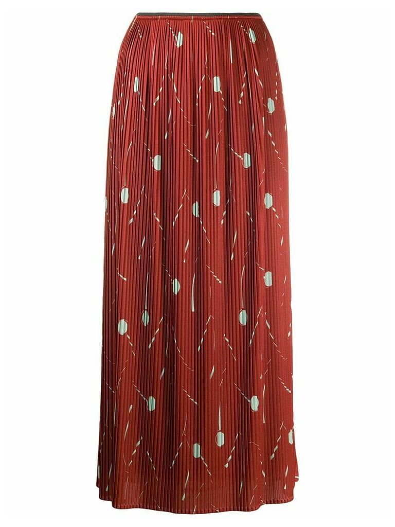 Odeeh pleated straight skirt - Red