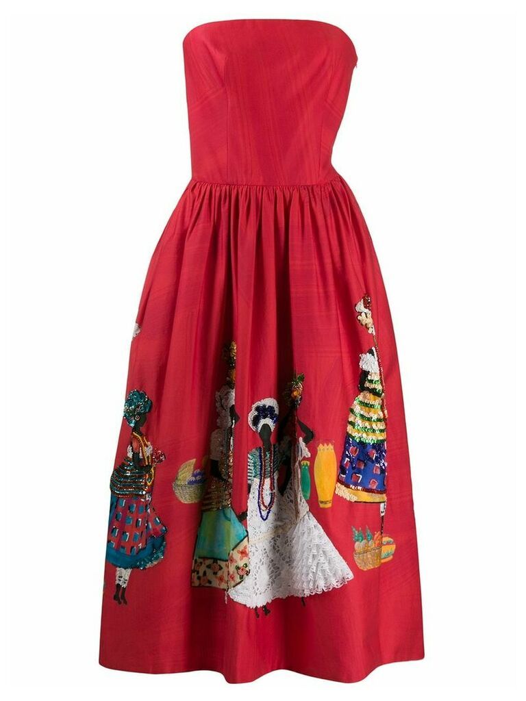 Stella Jean strapless embellished skirt dress - Red
