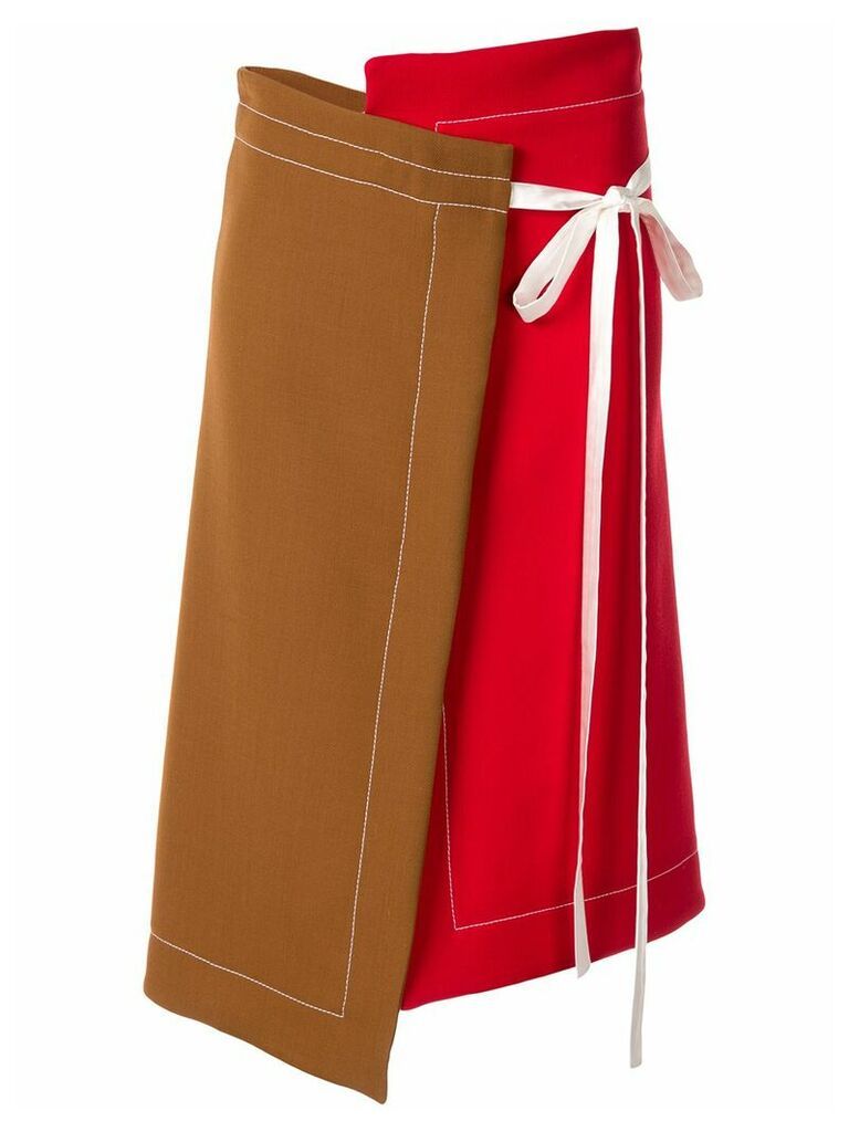Marni asymmetric ribbon tie skirt - Brown