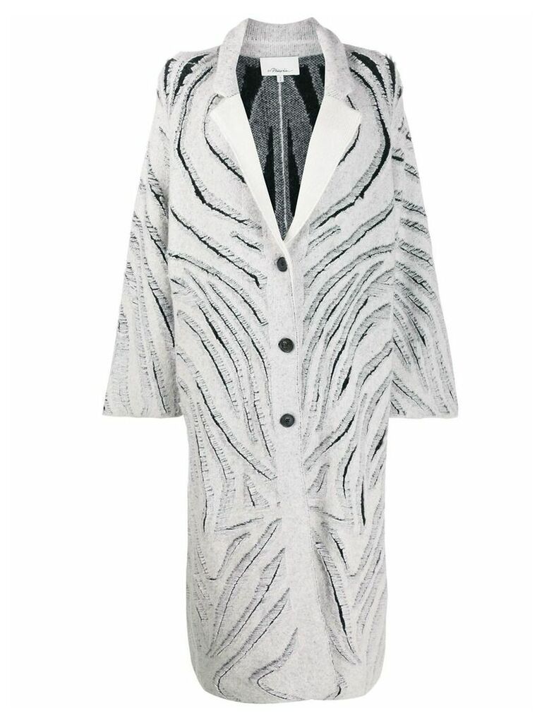 3.1 Phillip Lim zebra print fringed coat - White