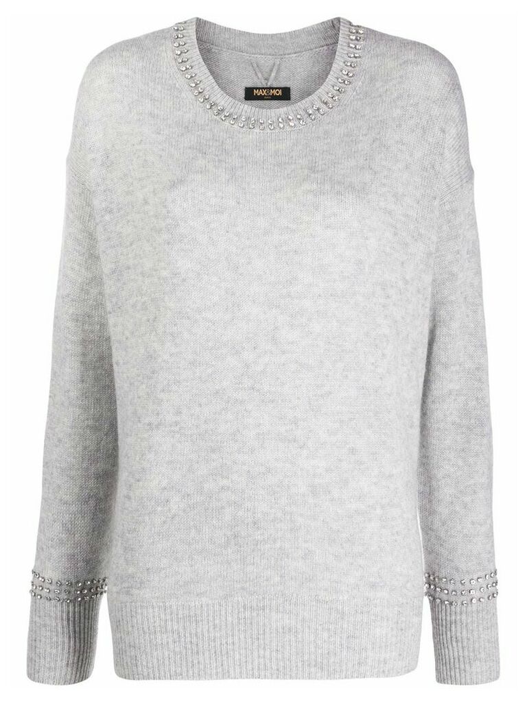 Max & Moi Brilliant embellished-neck sweater - Grey